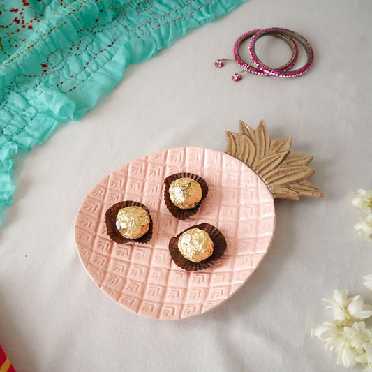 Pink, Pineapple Metal tray