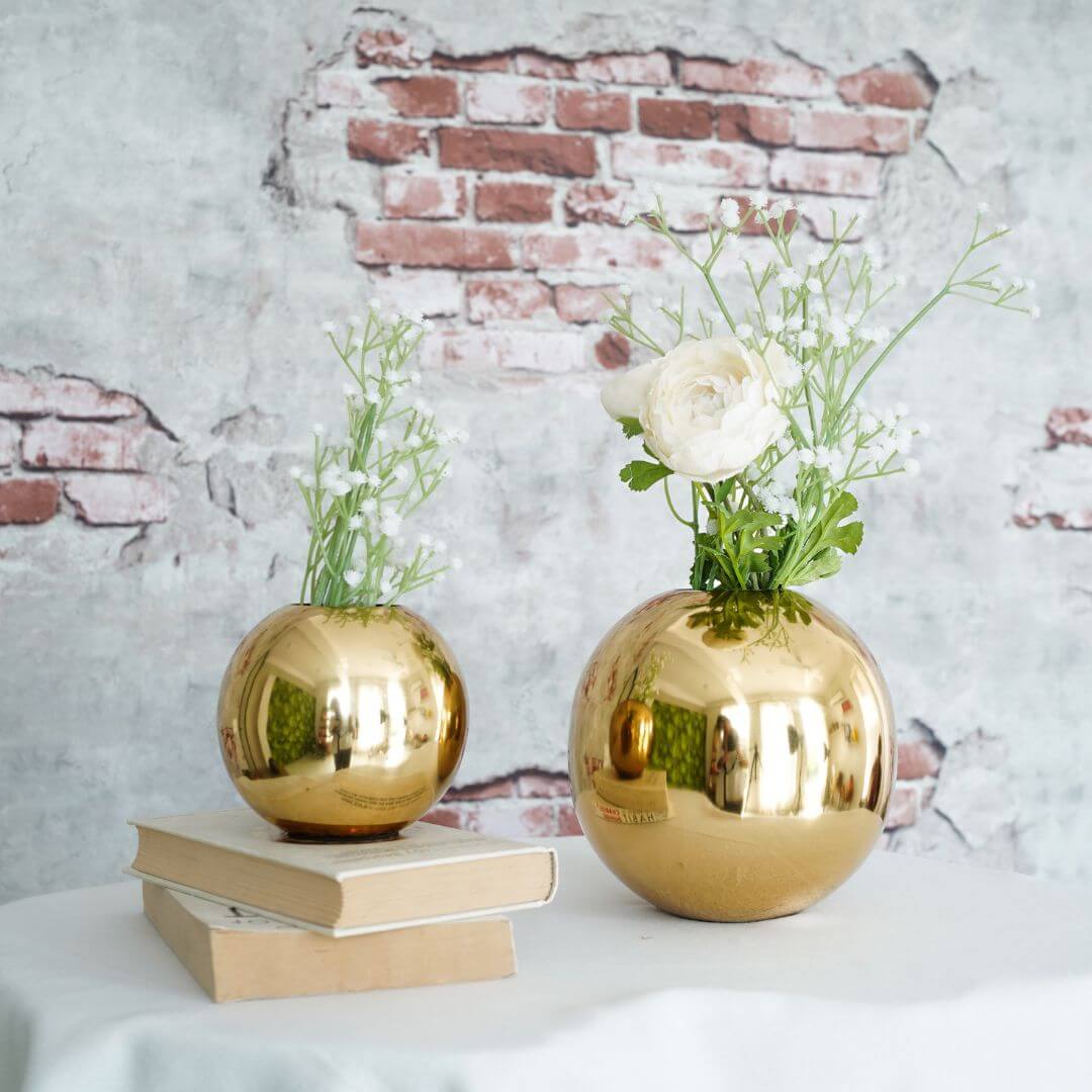 Ball Flower vase Gold set of 2 