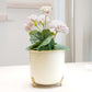 Metal Hammered Gold Rim Leaf leg Planter, White, 7.2''