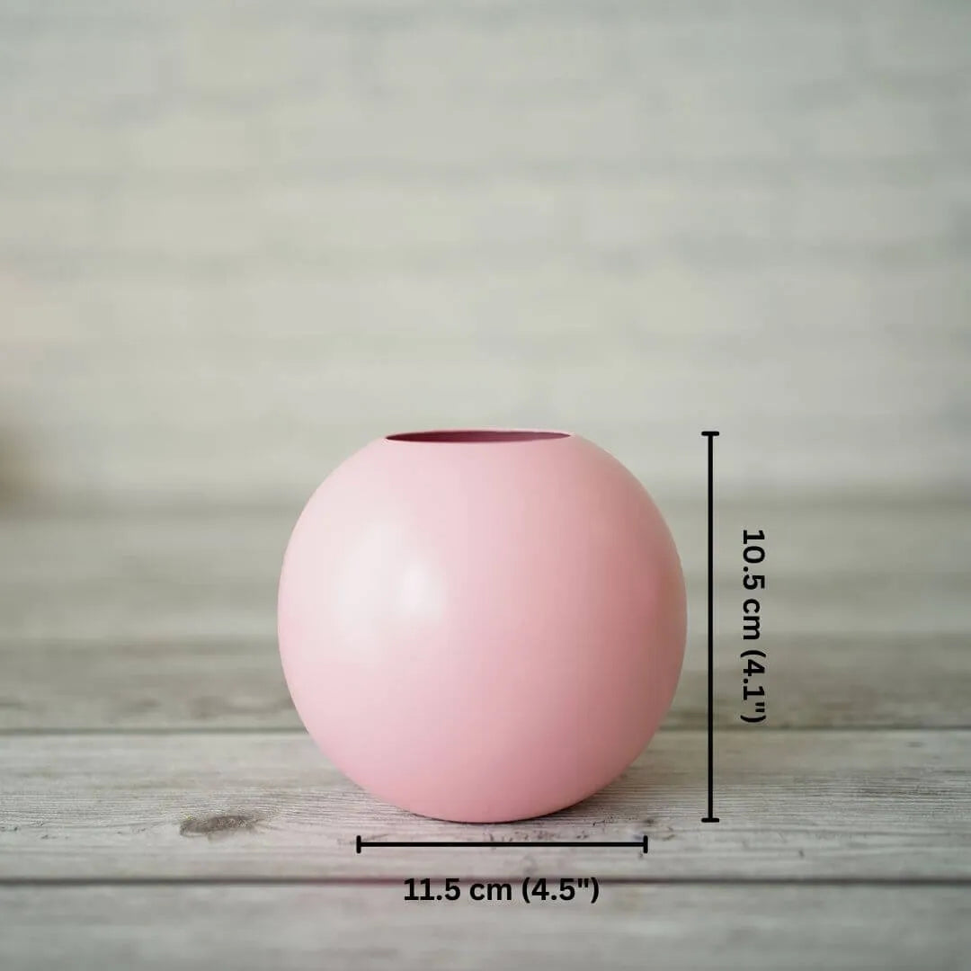 Metal Ball vase Pink Small