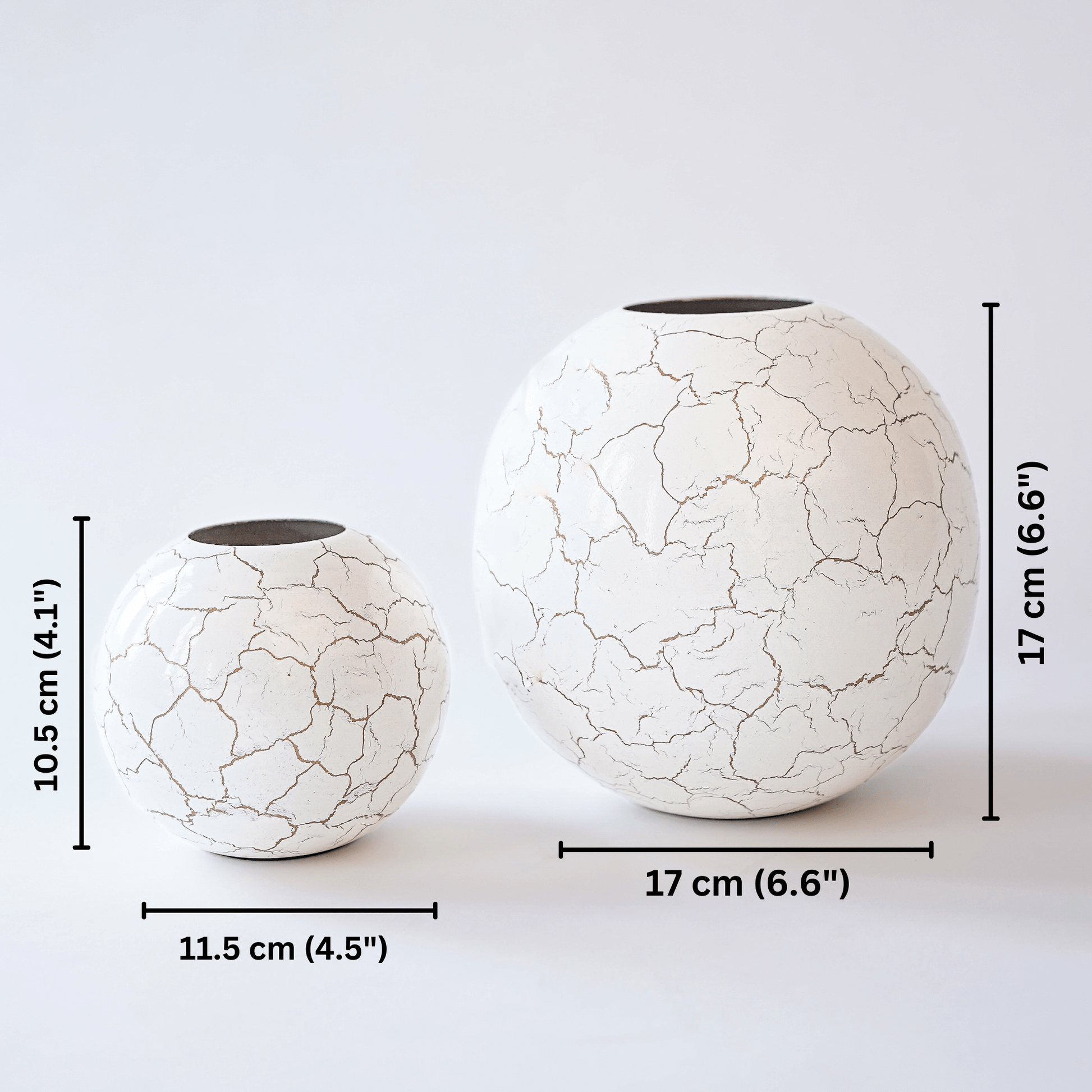 Crackled Ball flower vase Set of 2 