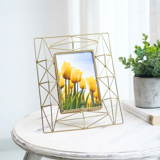 Modern Geometric Photo Frame, 5x7 - Gold