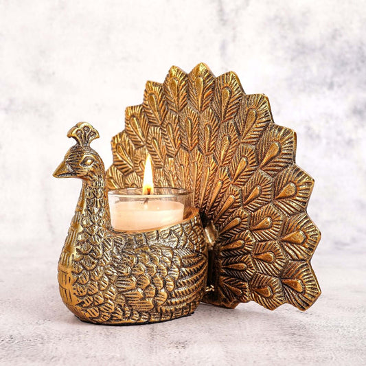 Metal Peacock Candle Holder