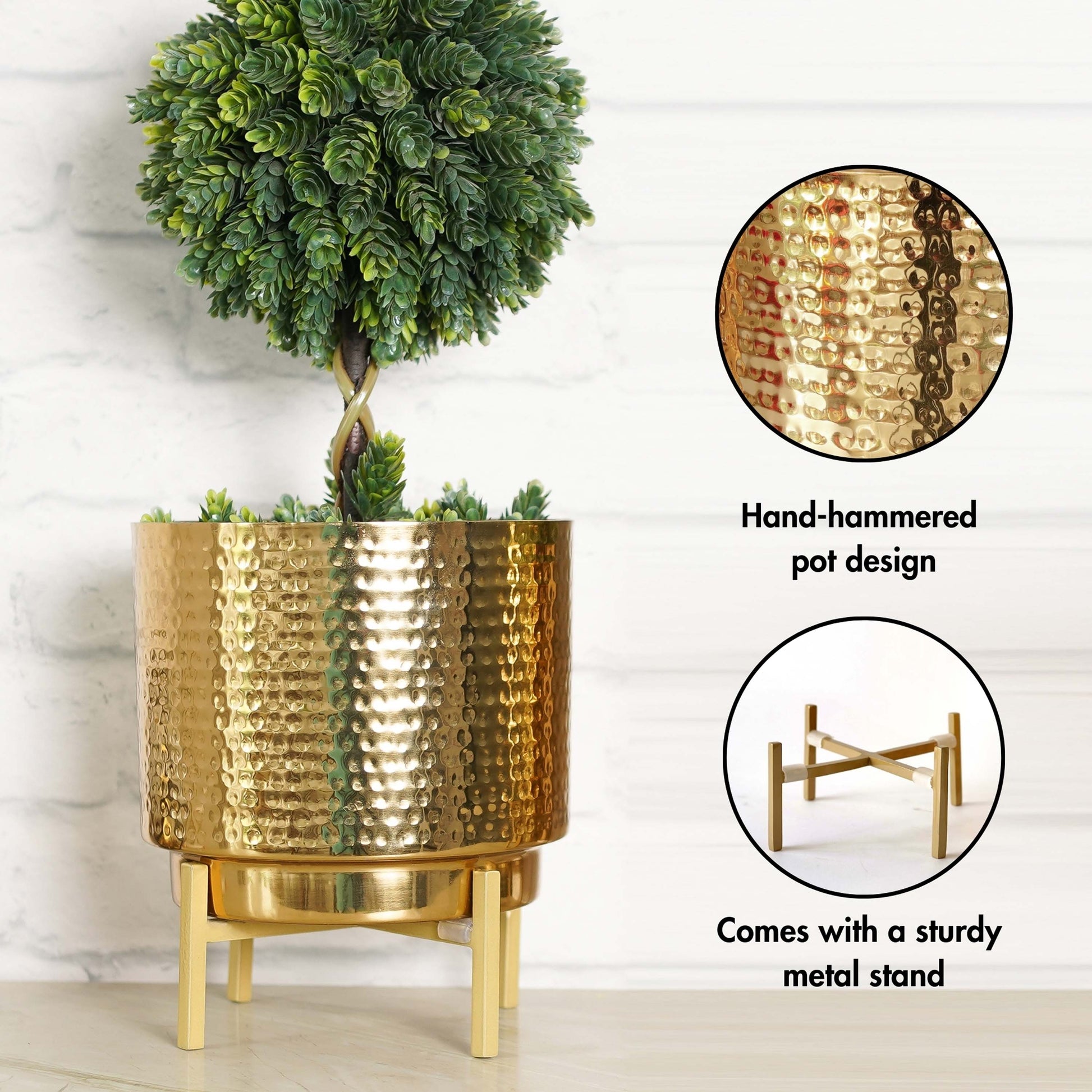 Metal hammered planter pots, Small