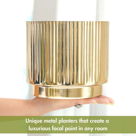 Golden Metal  Fluted Planter- 7.8