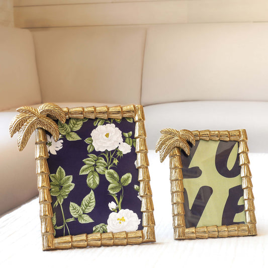 BEHOMA Tropical Gold Palm Tree Frame, Set of 2