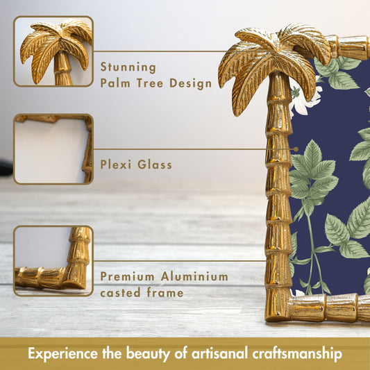 BEHOMA Tropical Gold Palm Tree Frame, Set of 2