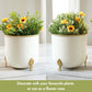 Metal Hammered Gold Rim Leaf leg Planter, White, 7.2''