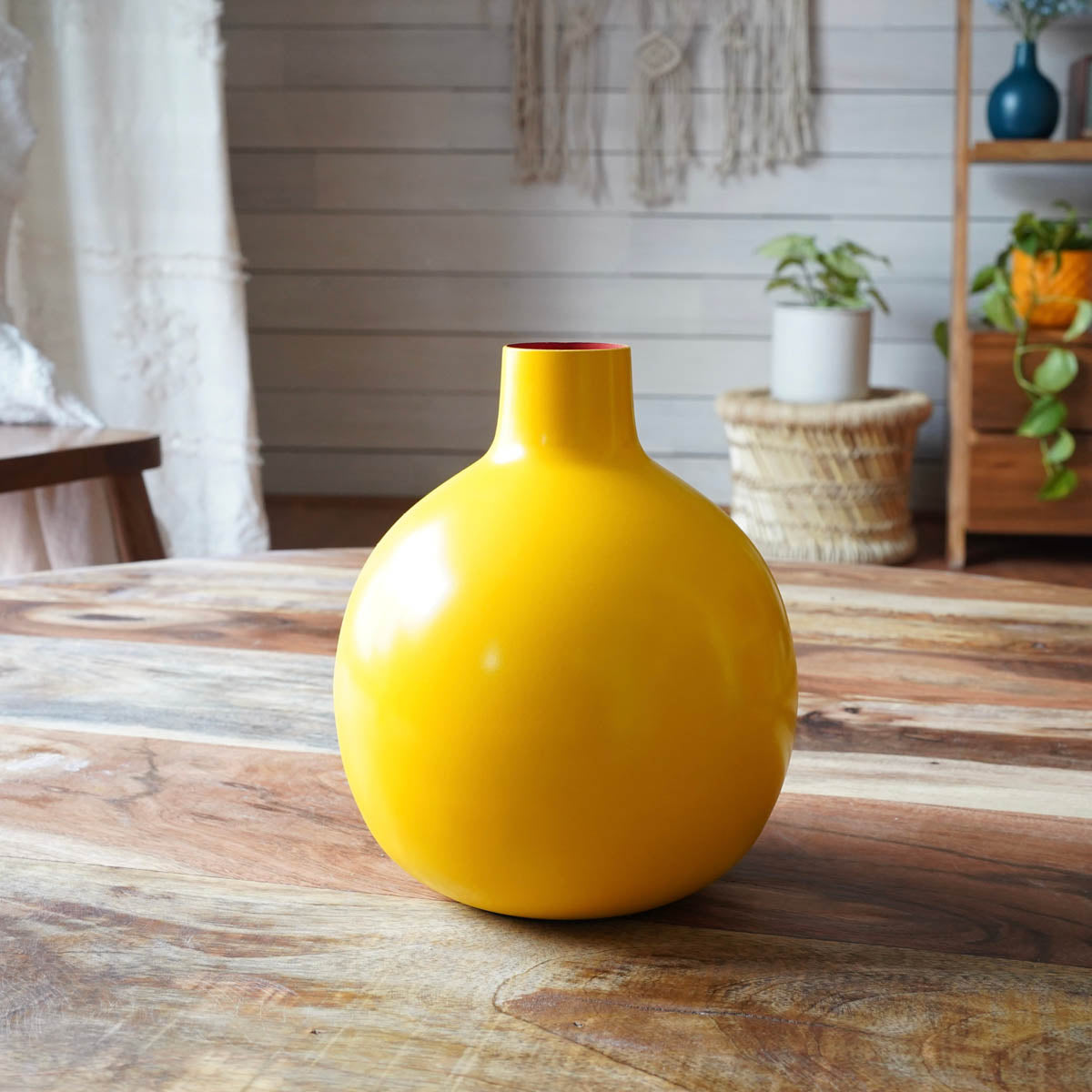 Yellow bud metal flower vase 