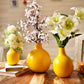 Yellow bud metal flower vase set of 3