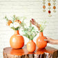 Orange bud metal flower vases with flower set of 3 