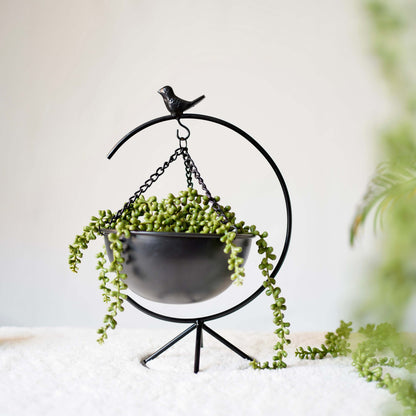 Metal Black Bird plant stand 