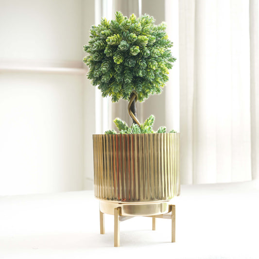 Golden Metal  Fluted Planter- 8"