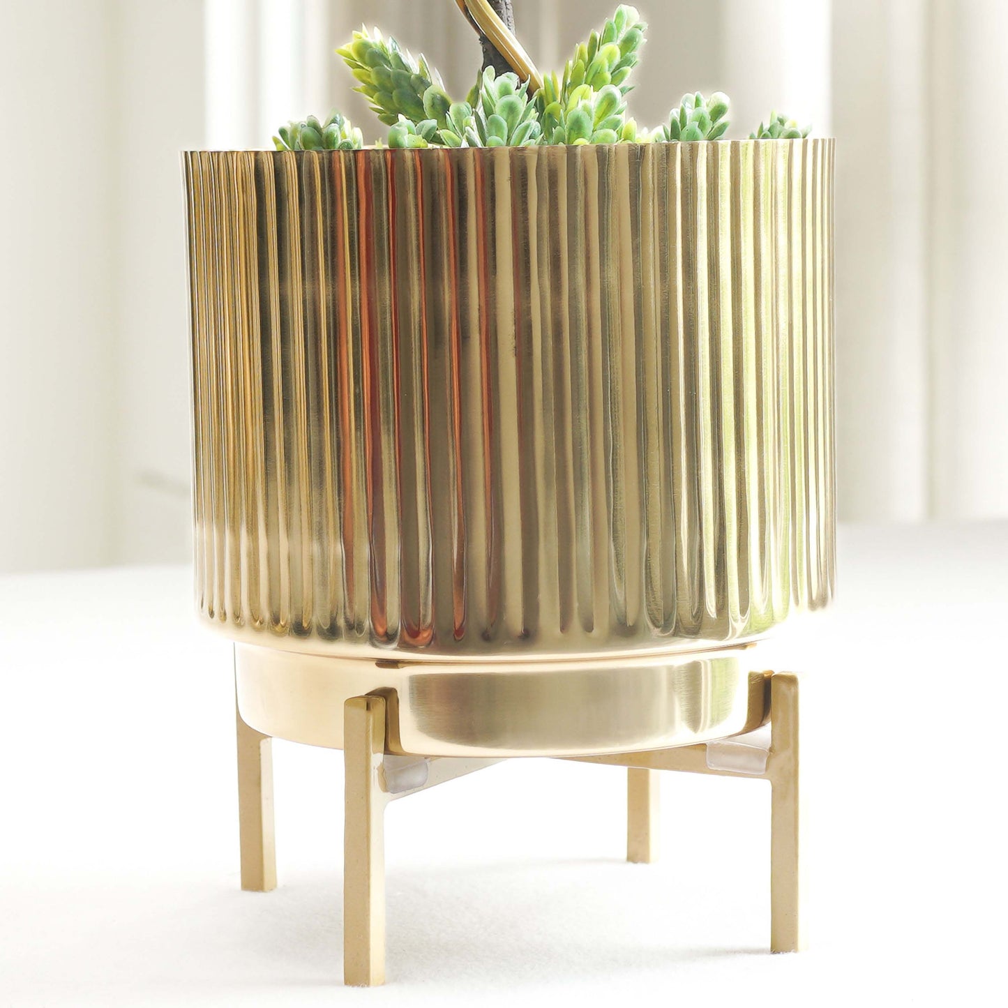 Golden Metal  Fluted Planter- 8"