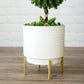 Metal Hammered White Planter Large