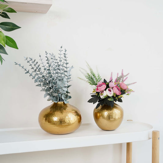 Behoma Metal Hammered Flower vase Set 
