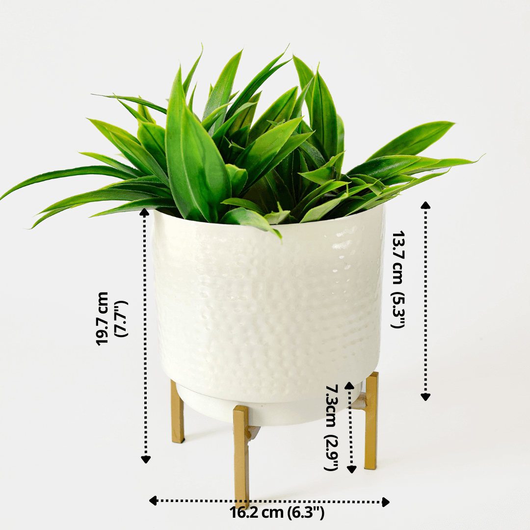 Metal Hammered White Planter small