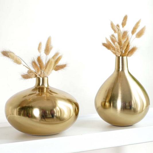 Behoma Golden Elegance Flower Vase, Set of 2
