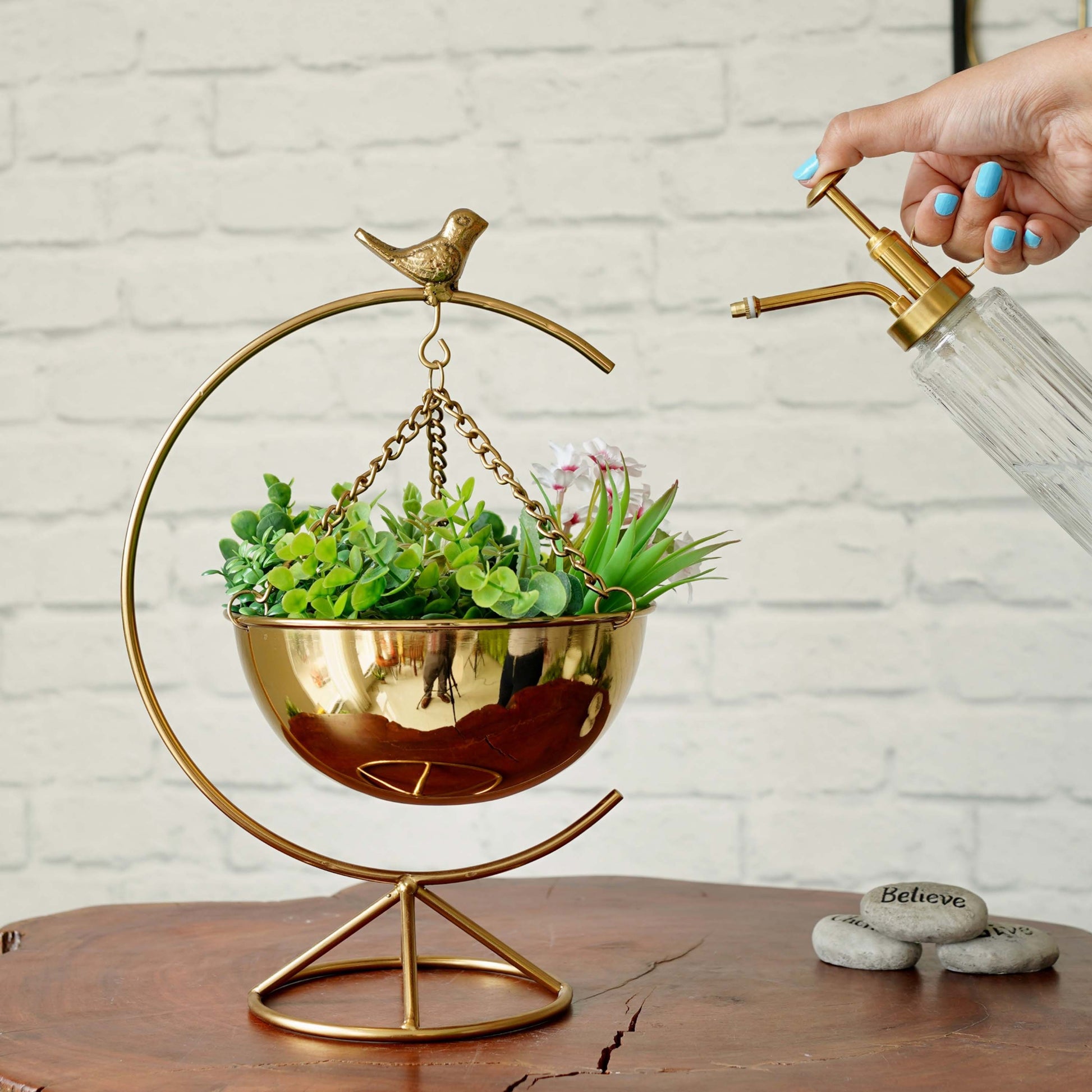 Metal Gold Bird plant stand 