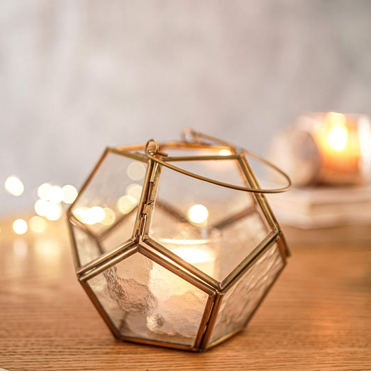 Honeycomb Lantern, Antique Brass