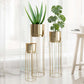 Modern Hammered Metal Planters With Tall Stands, Set Of 3