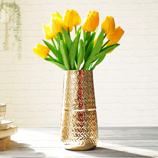 Metal Embossed Flower Vase
