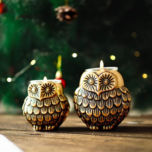 Owls Pair Candle Holder Set