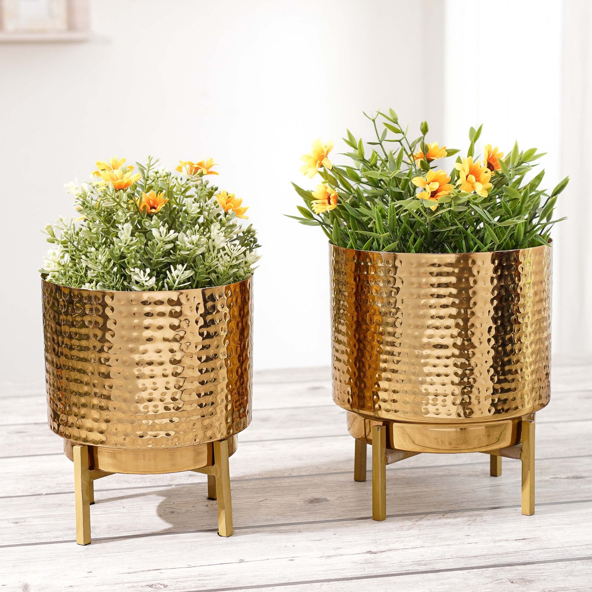 Metal Hammered Planter Set of 2