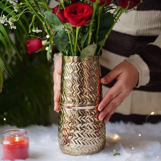 Metal Embossed Flower Vase
