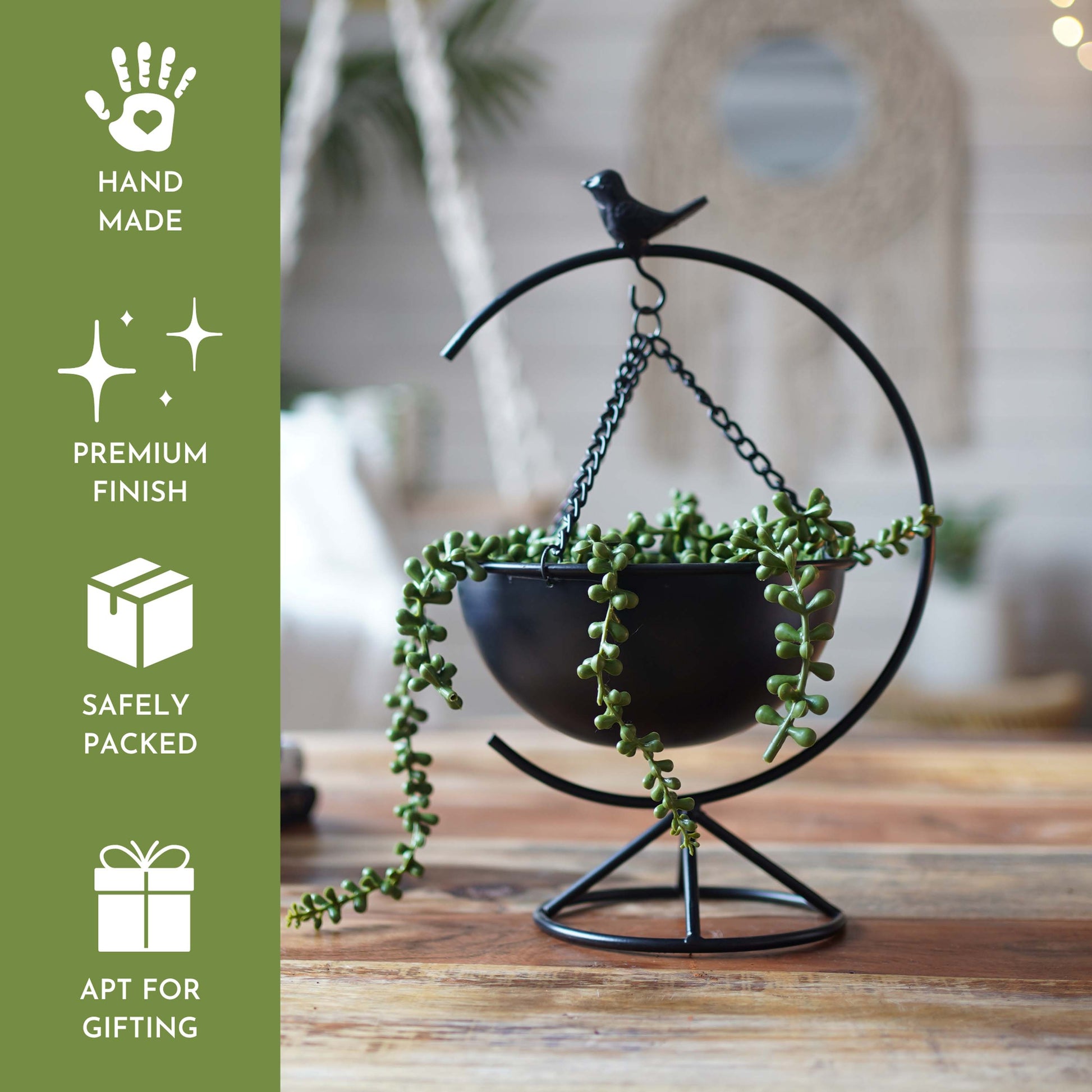 Metal Black Bird plant stand 