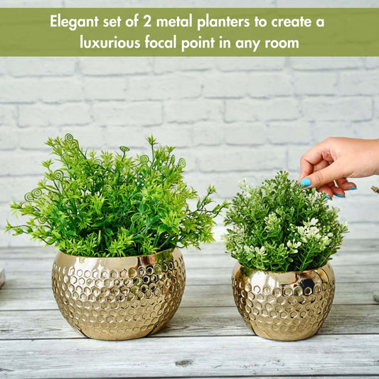 Metal Honeycomb design planter, set of 2 