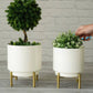 Metal Hammered White Planter Set of 2