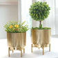 Golden Metal  Fluted Planter Set, 8" & 7.7"