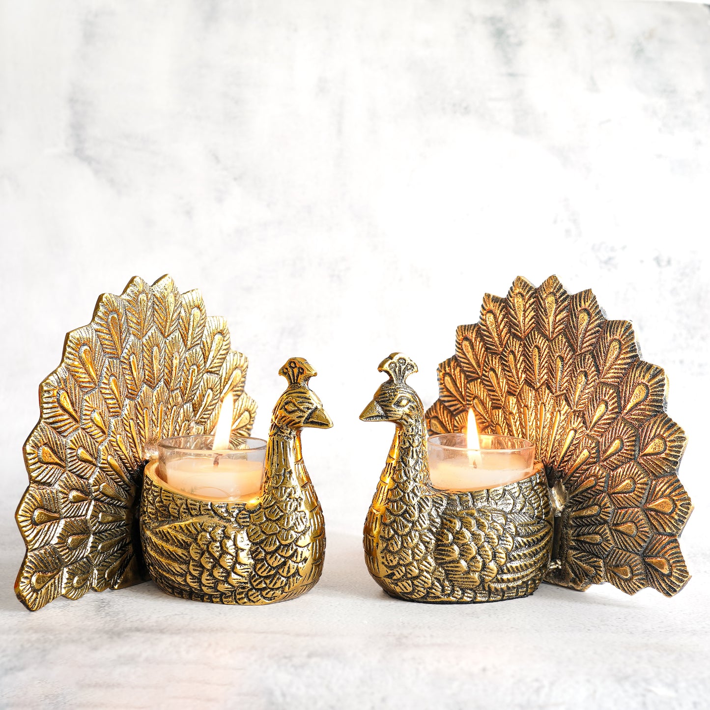 Peacock, Antique Brass finish (Set of 2)