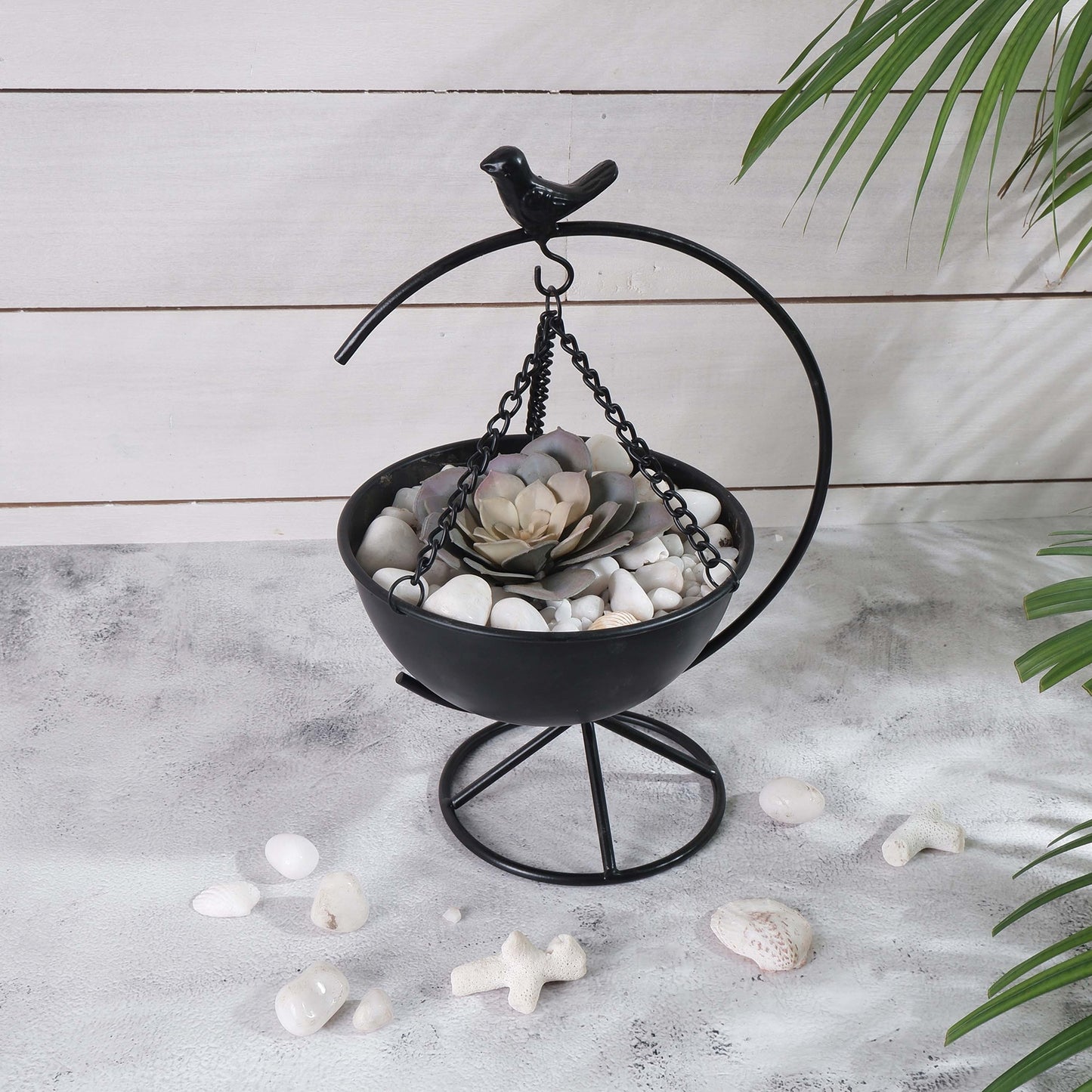 Metal Black Bird plant stand 