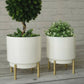 Metal Hammered, White Planter, set of 2 