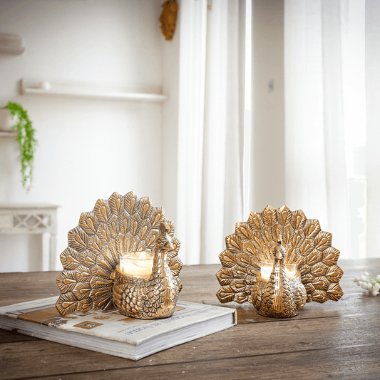 Peacock  candle Holder Set of 2 
