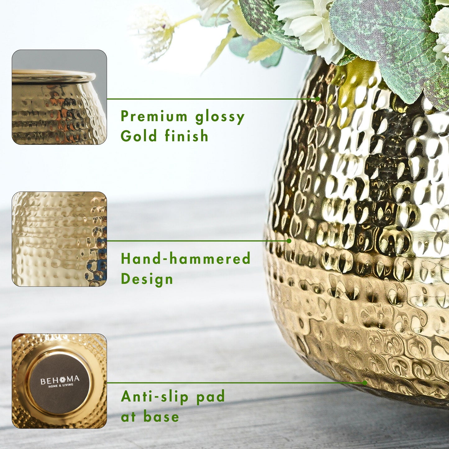 Classic Planter, Hammered, Gold