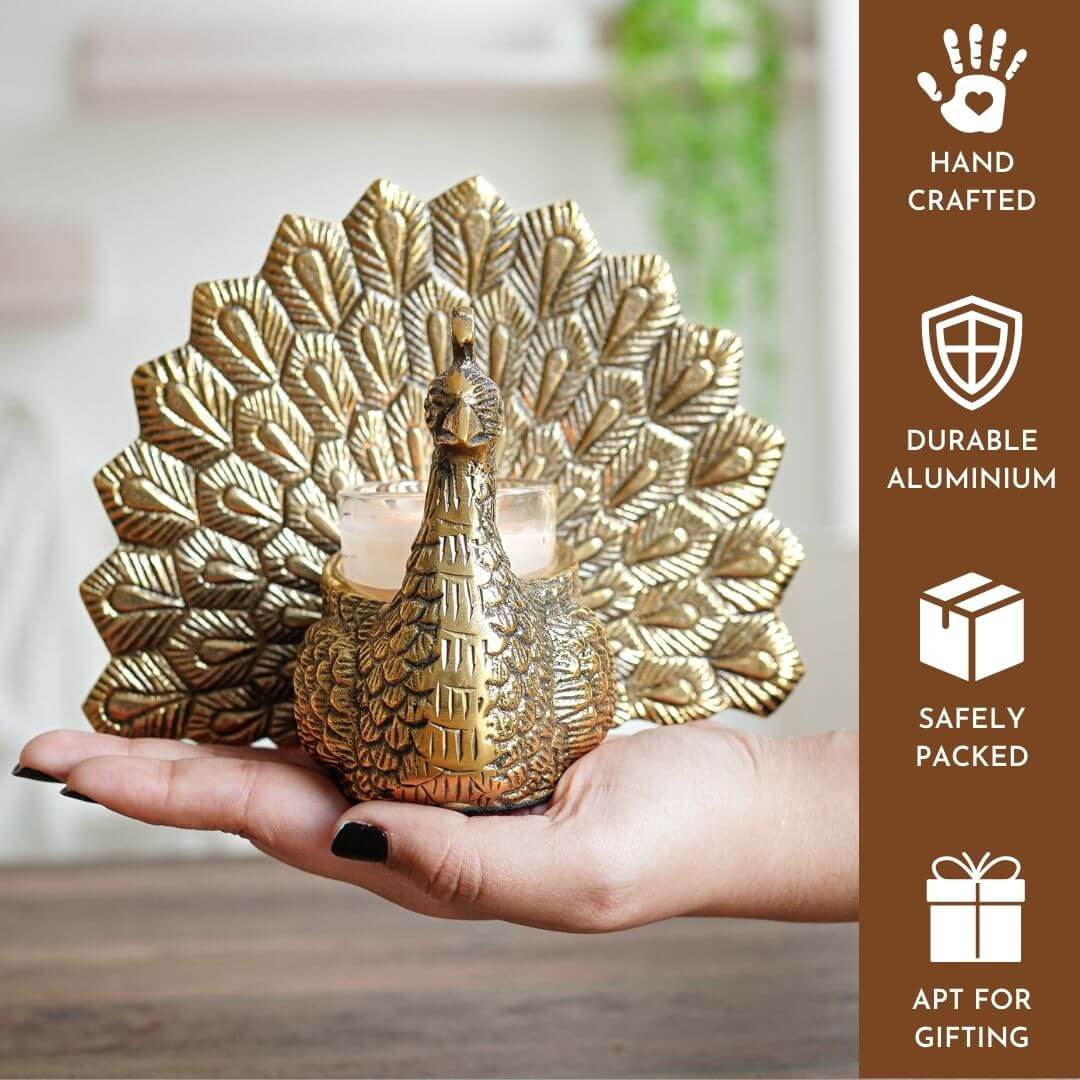 Peacock  candle Holder Set of 2 