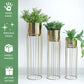 Modern Hammered Metal Planters With Tall Stands, Set Of 3