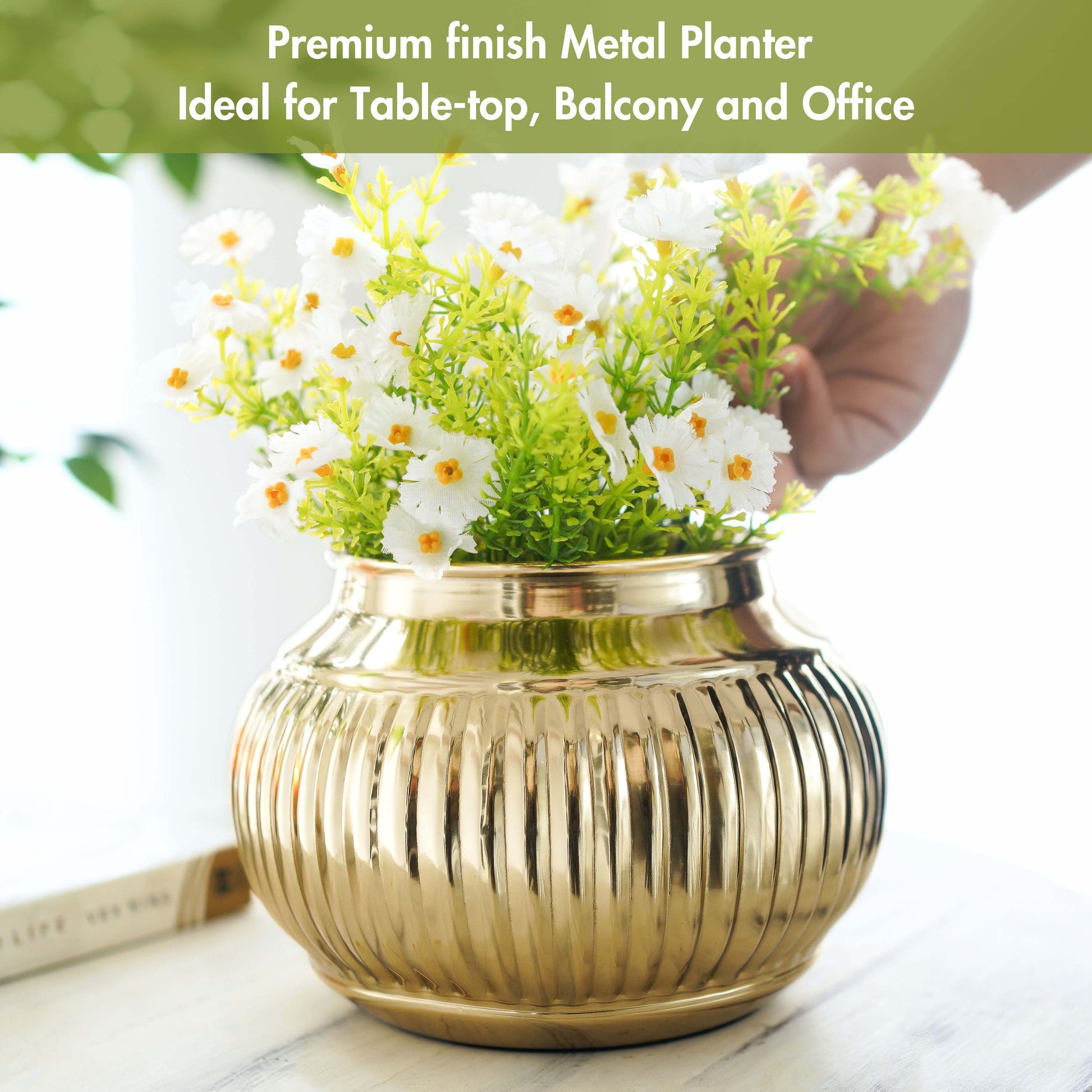 Matki Style Metal Planter, Gold 