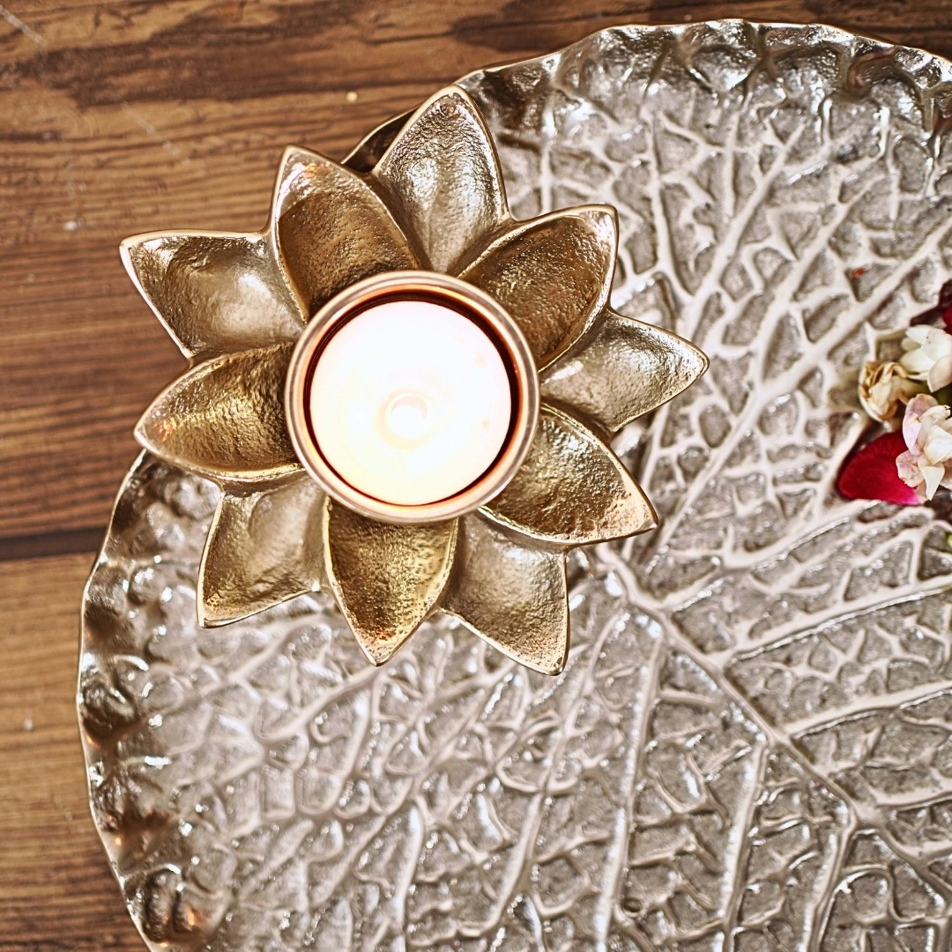 Lotus Leaf Pooja Thaali, Gold 