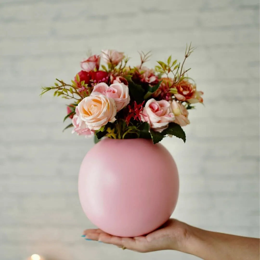 Metal Ball vase Pink Large 