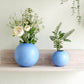 Metal Ball Flower vase set of 2 blue 