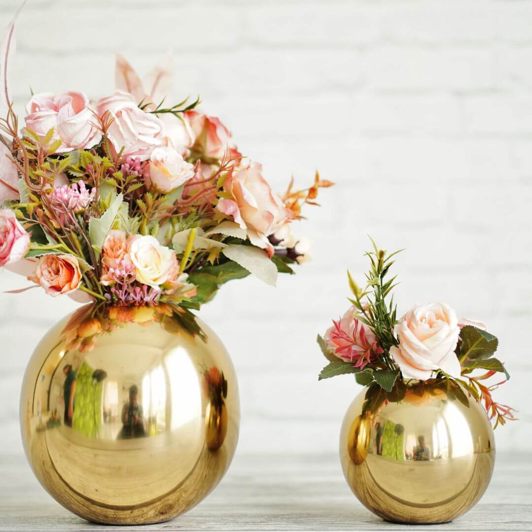 Metal Ball Flower Vase, Pink - Large