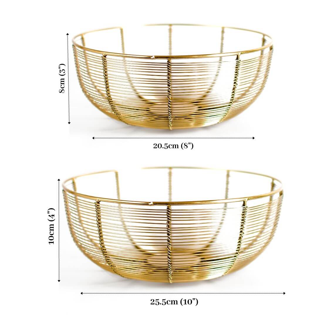 Fruit Basket Bowl, Gold - Set of 2