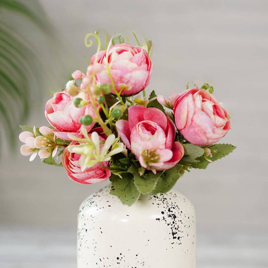 Metal Bud Bottle Vase, White _ (with flower)