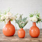 Orange bud metal flower vases with flower set of 3 