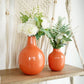 Orange bud metal flower vases with flower set of 2