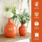 Metal Flower vases with orange color finish set of 2 